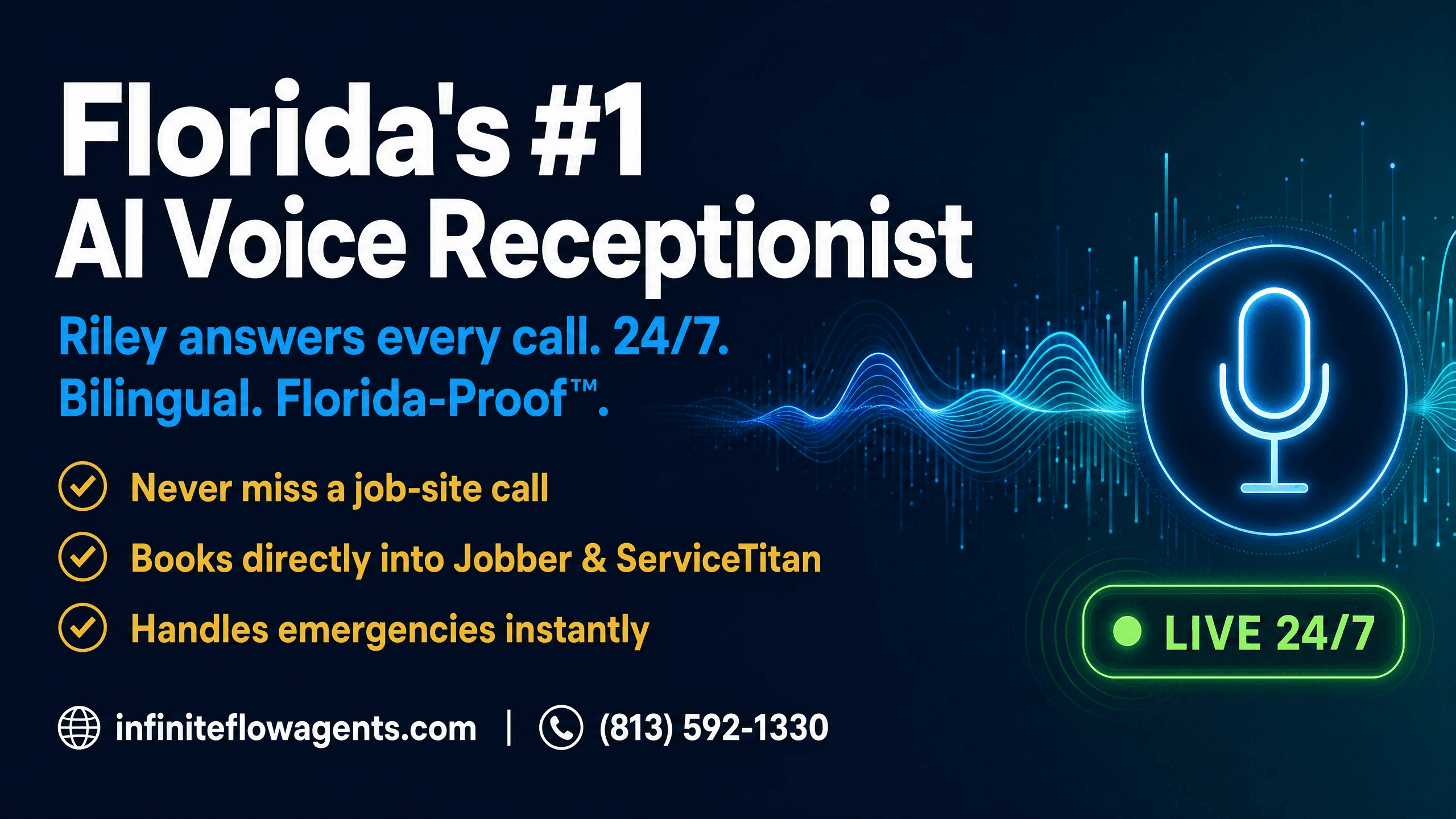 Google Business Profile management graphic for Florida contractors promoting local search visibility with Infinite Flow Agents