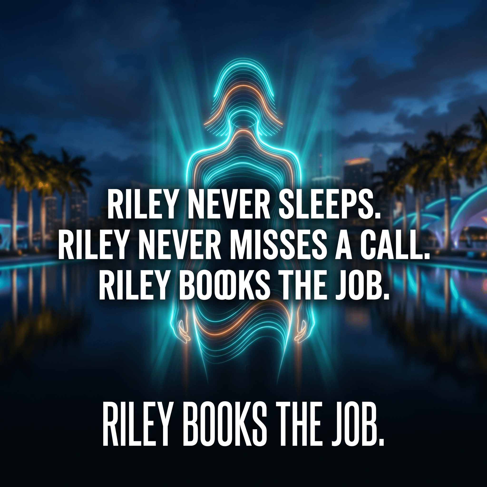 Riley AI voice receptionist graphic for Florida contractors roofers and HVAC companies answering missed calls