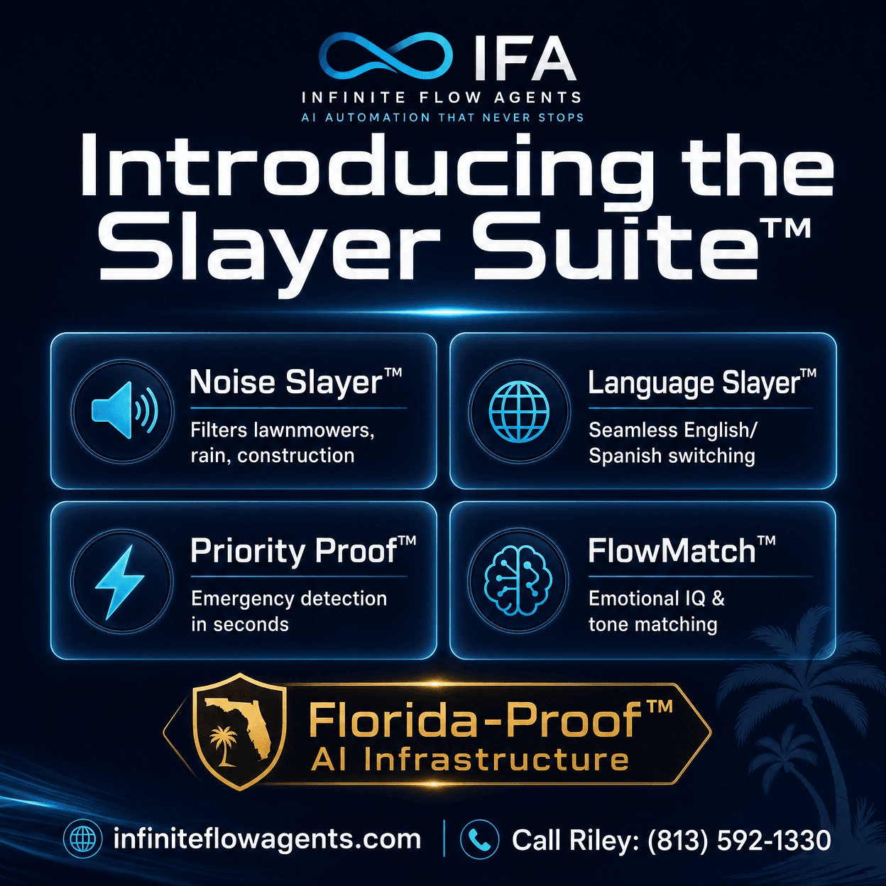 Infinite Flow Agents Slayer Suite full-stack AI infrastructure for Florida contractors